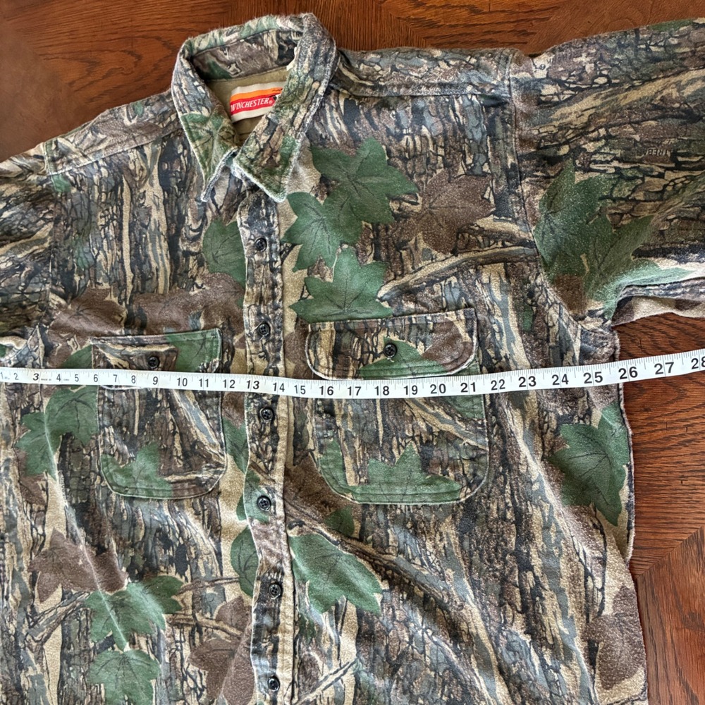 Vtg Winchester Camo Flannel Button‎ up Shirt Mens XL Treebark Camouflage Hunting - Picture 4 of 9